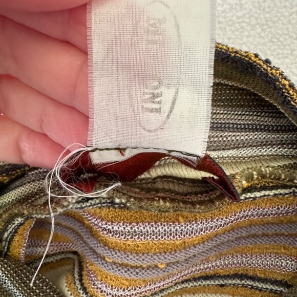 Missoni Striped Mock Neck Long Sleeve Knit Sweater Size 40 Greens Browns Vtg Y2K - Picture 10 of 13